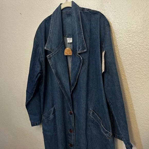 Vintage CMC Color Me Cotton 100% Cotton Denim Duster Women's Size Large - Picture 2 of 11